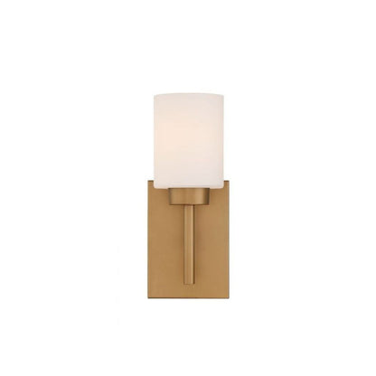 Craftmade Cadence 5" x 11" 1-Light Soft Gold Wall Sconce With White Frosted Glass Shade