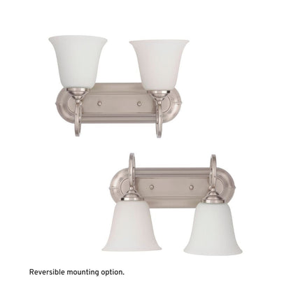 Craftmade Cecilia 14" 2-Light Brushed Polished Nickel Vanity Light With Alabaster Glass Shades