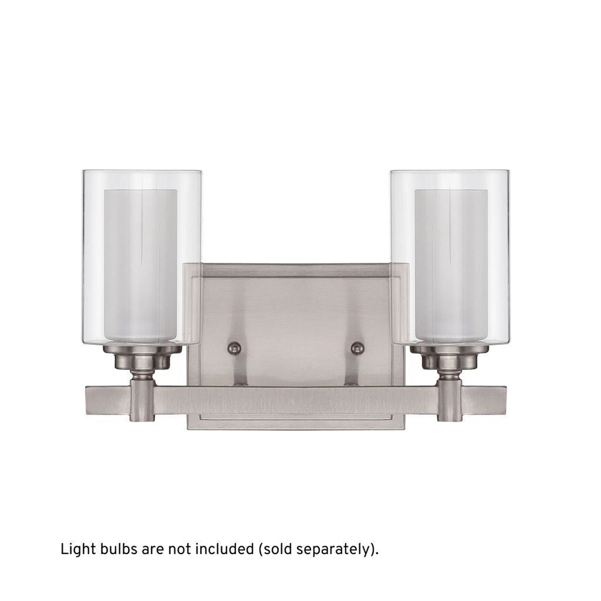 Craftmade Celeste 12" 2-Light Brushed Polished Nickel Vanity Light With Clear Outer and Frosted Inner Glass Shades