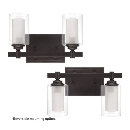 Craftmade Celeste 12" 2-Light Espresso Vanity Light With Clear Outer and Frosted Inner Glass Shades