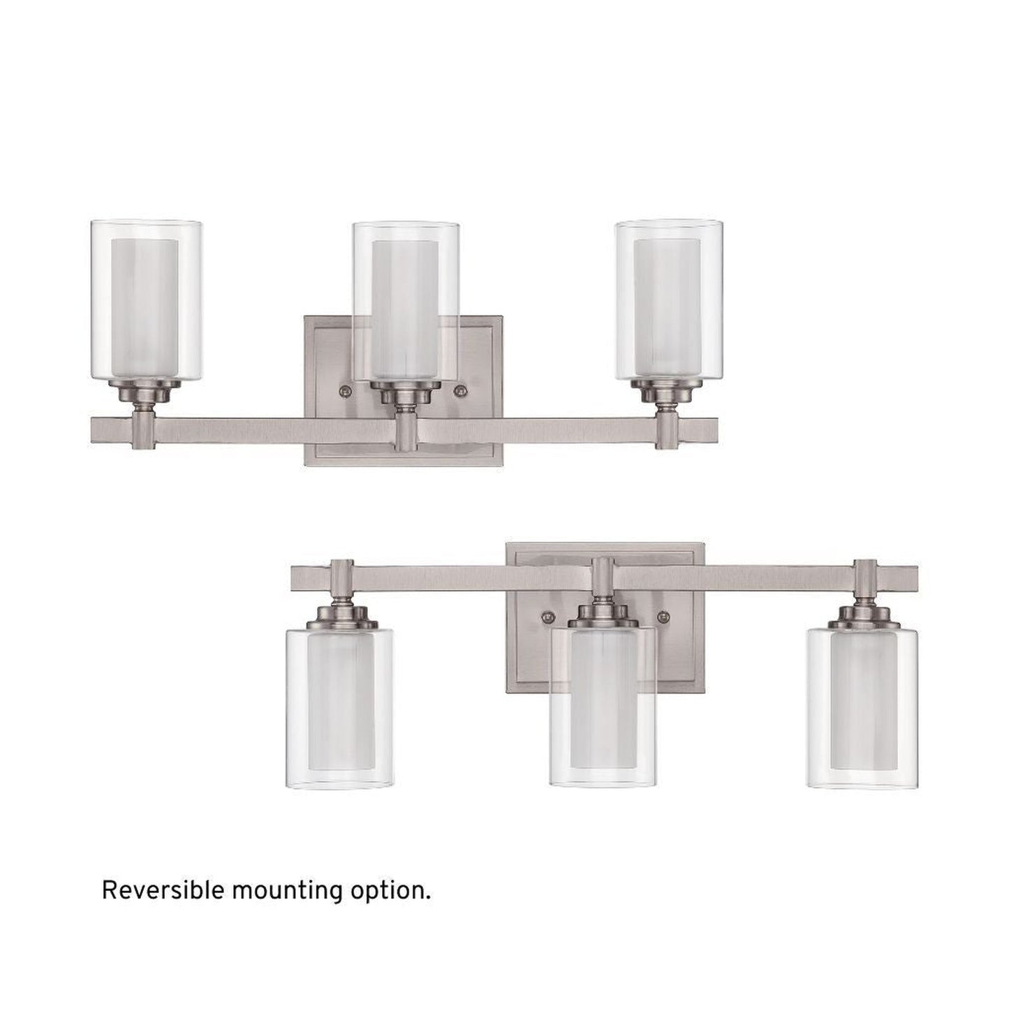 Craftmade Celeste 20" 3-Light Brushed Polished Nickel Vanity Light With Clear Outer and Frosted Inner Glass Shades