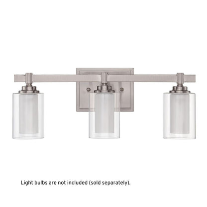 Craftmade Celeste 20" 3-Light Brushed Polished Nickel Vanity Light With Clear Outer and Frosted Inner Glass Shades