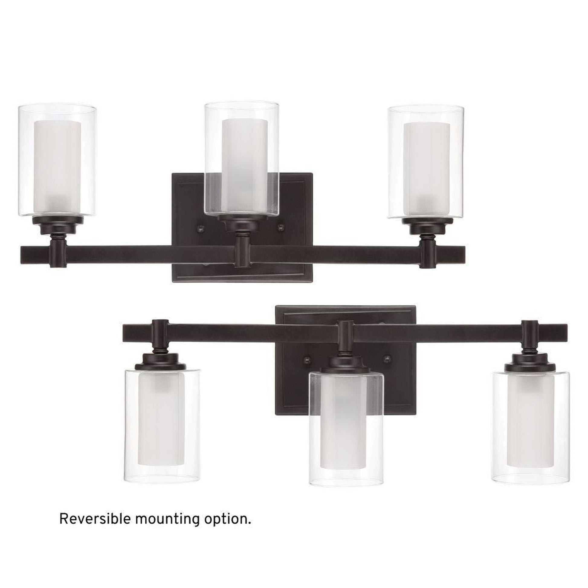 Craftmade Celeste 20" 3-Light Espresso Vanity Light With Clear Outer and Frosted Inner Glass Shades