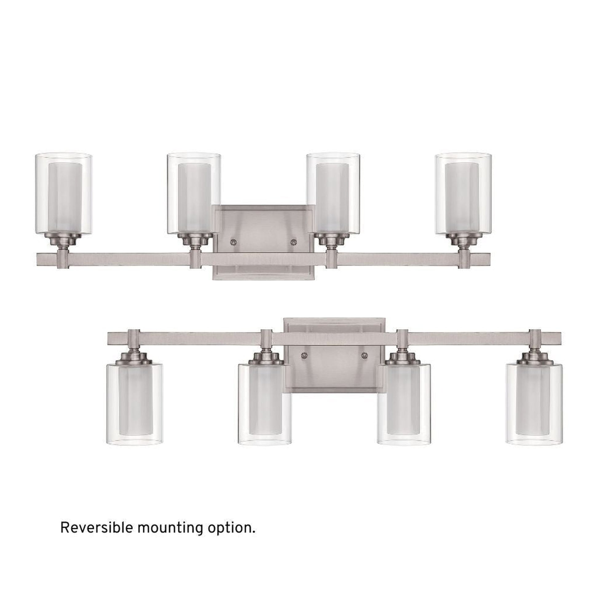 Craftmade Celeste 27" 4-Light Brushed Polished Nickel Vanity Light With Clear Outer and Frosted Inner Glass Shades