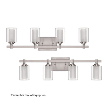Craftmade Celeste 27" 4-Light Brushed Polished Nickel Vanity Light With Clear Outer and Frosted Inner Glass Shades