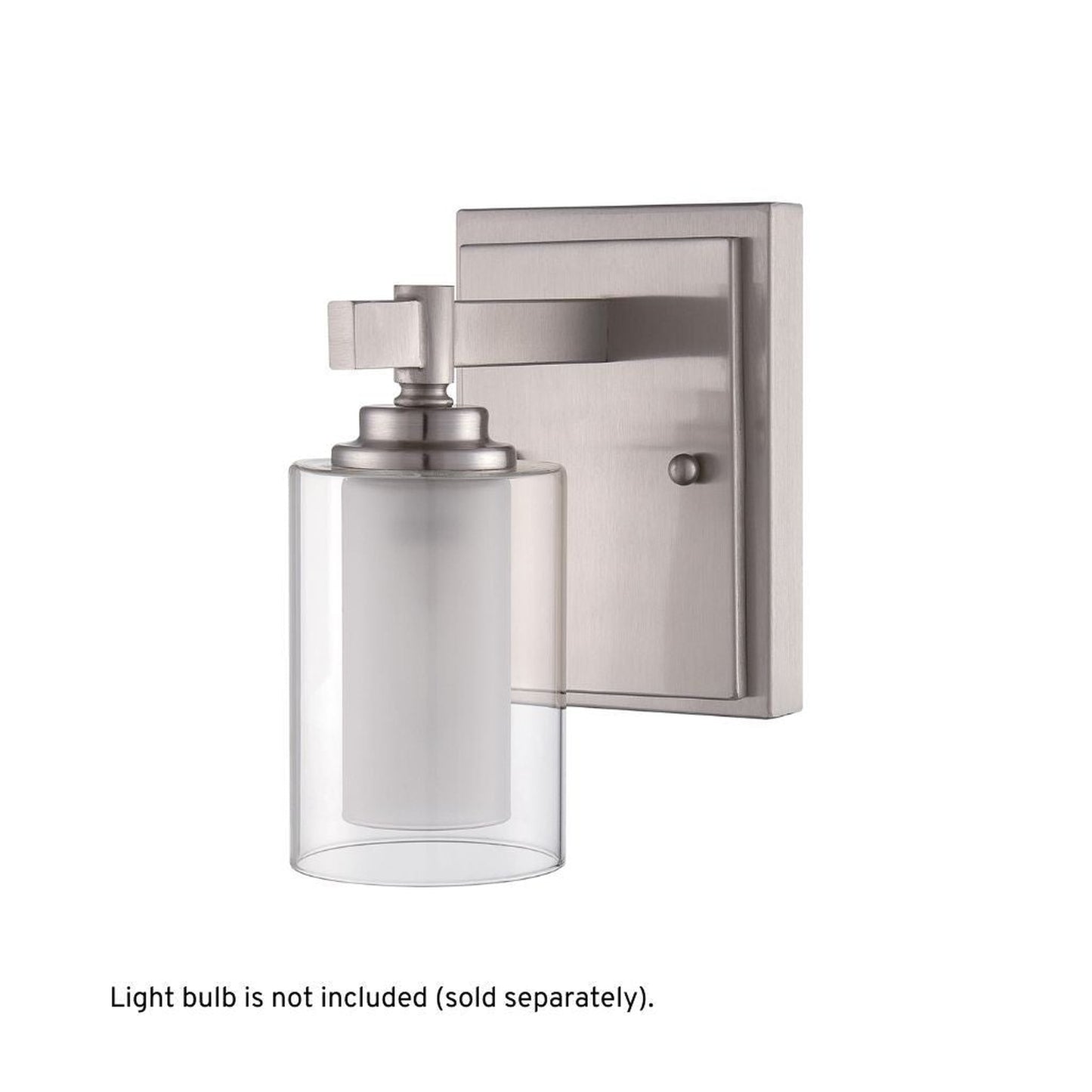 Craftmade Celeste 5" x 8" 1-Light Brushed Polished Nickel Wall Sconce With Clear Outer and Frosted Inner Glass Shade