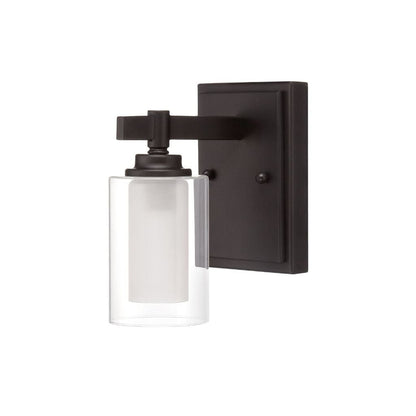 Craftmade Celeste 5" x 8" 1-Light Espresso Wall Sconce With Clear Outer and Frosted Inner Glass Shade