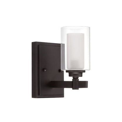 Craftmade Celeste 5" x 8" 1-Light Espresso Wall Sconce With Clear Outer and Frosted Inner Glass Shade