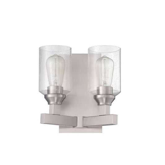 Craftmade Chicago 10" 2-Light Brushed Polished Nickel Vanity Light With Clear Seeded Glass Shades