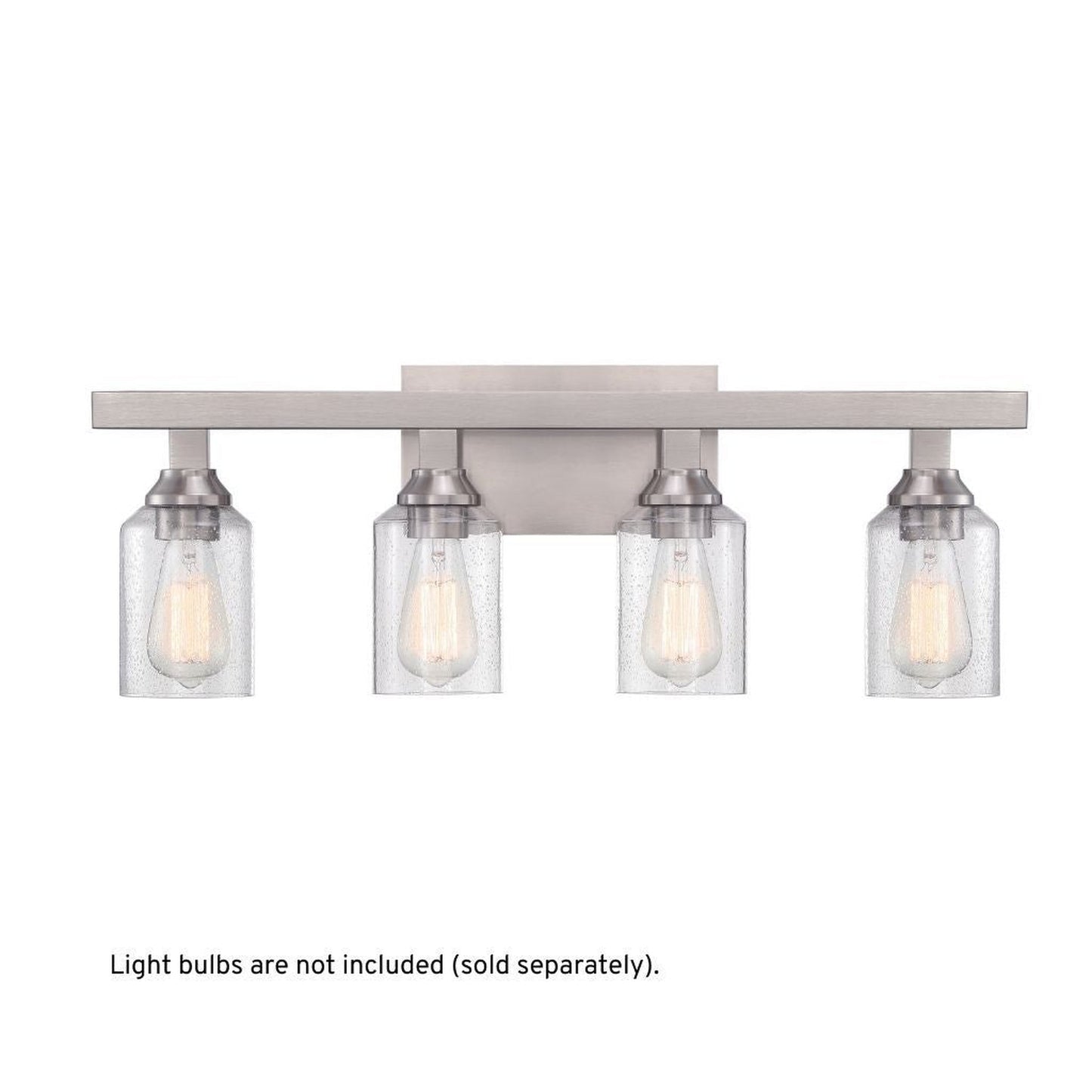 Craftmade Chicago 28" 4-Light Brushed Polished Nickel Vanity Light With Clear Seeded Glass Shades