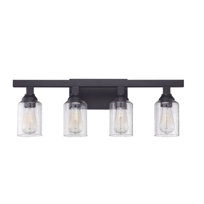 Craftmade Chicago 28" 4-Light Flat Black Vanity Light With Clear Seeded Glass Shades