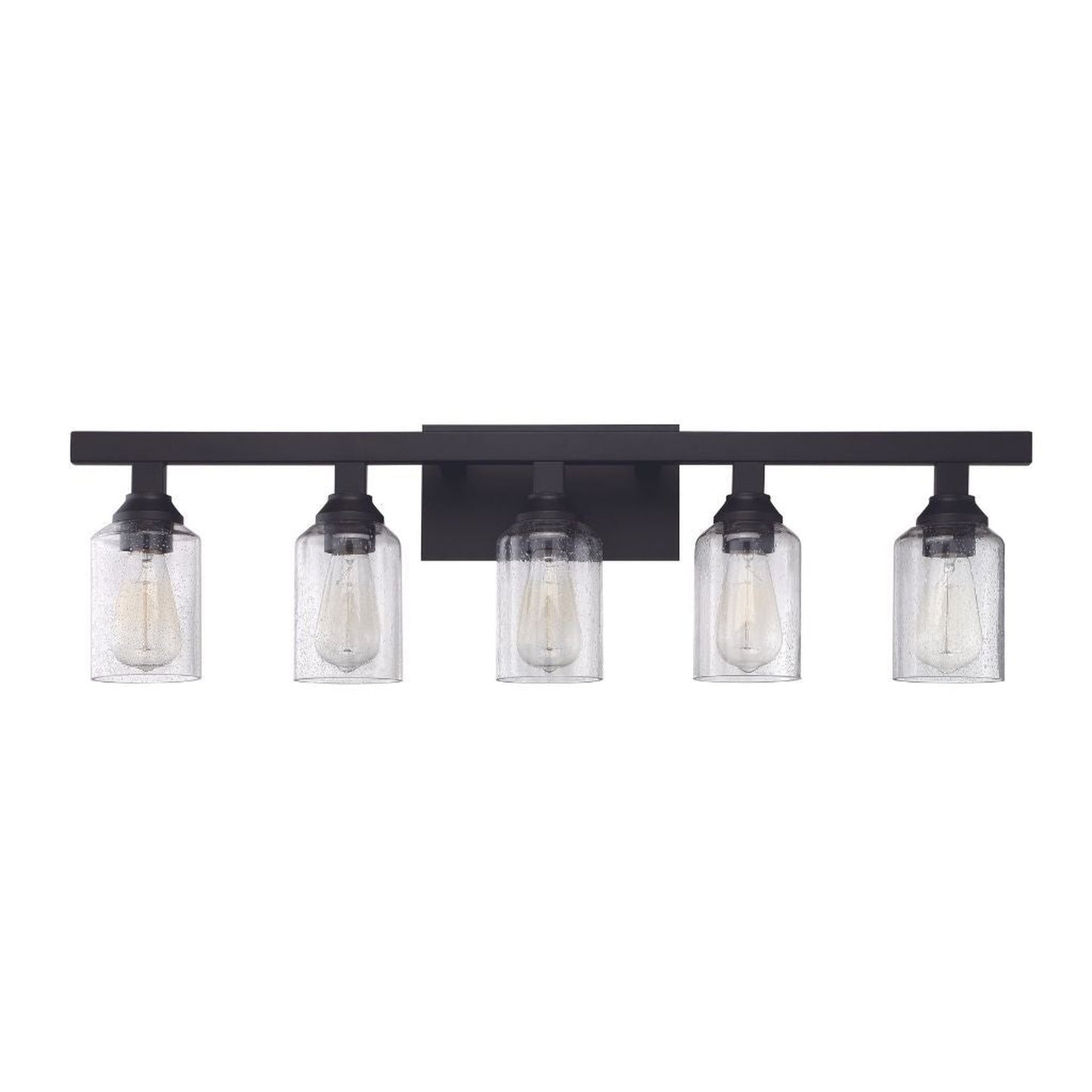 Craftmade Chicago 36" 5-Light Flat Black Vanity Light With Clear Seeded Glass Shades