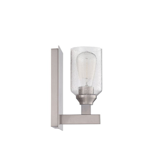 Craftmade Chicago 5" x 10" 1-Light Brushed Polished Nickel Wall Sconce With Clear Seeded Glass Shade