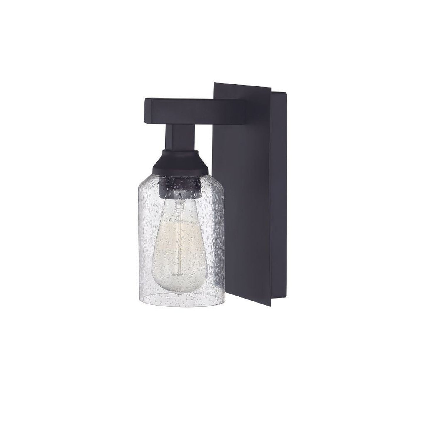Craftmade Chicago 5" x 10" 1-Light Flat Black Wall Sconce With Clear Seeded Glass Shade