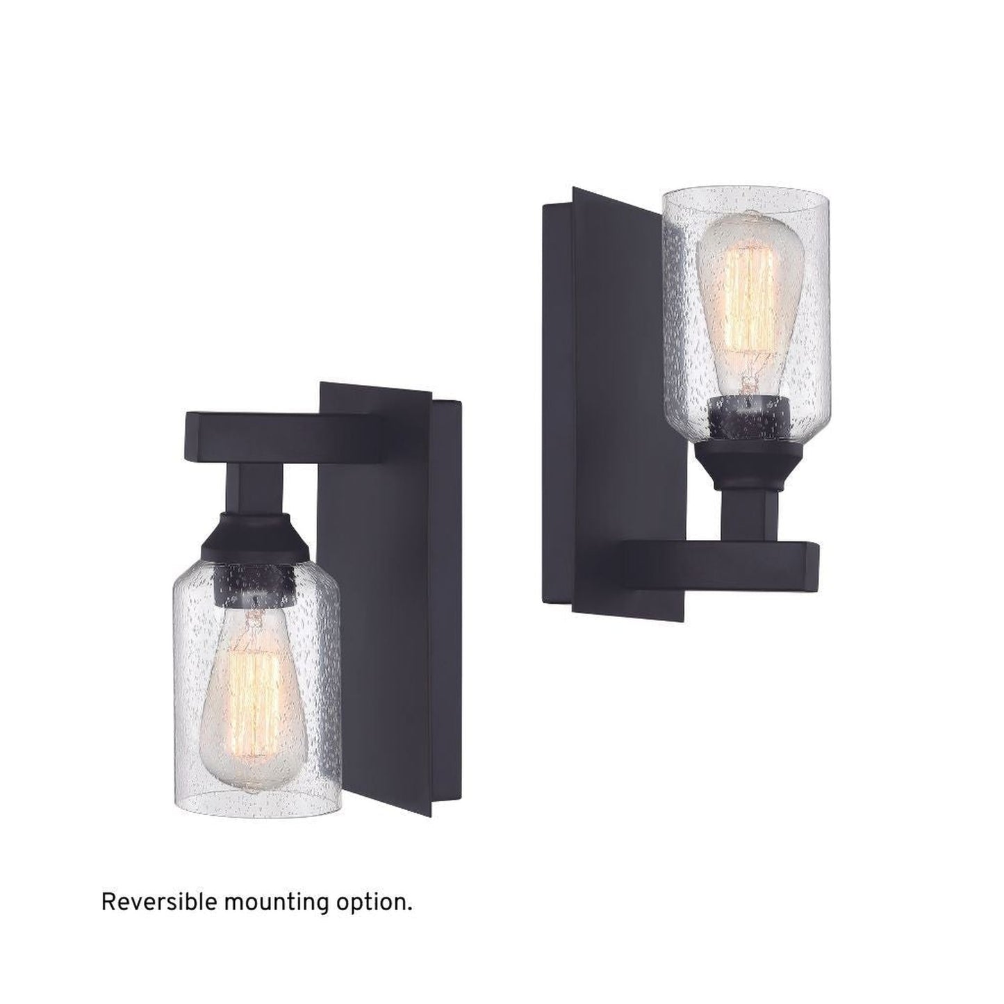 Craftmade Chicago 5" x 10" 1-Light Flat Black Wall Sconce With Clear Seeded Glass Shade