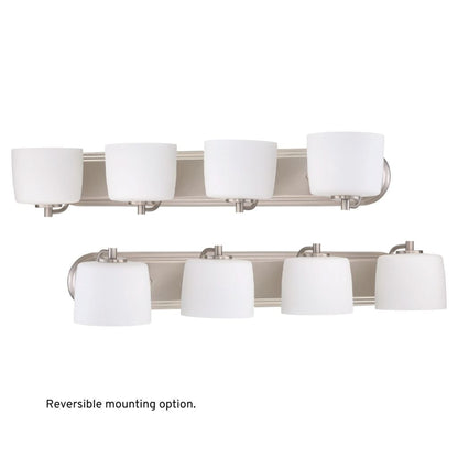 Craftmade Clarendon 32" 4-Light Brushed Polished Nickel Vanity Light With White Opal Glass Shades