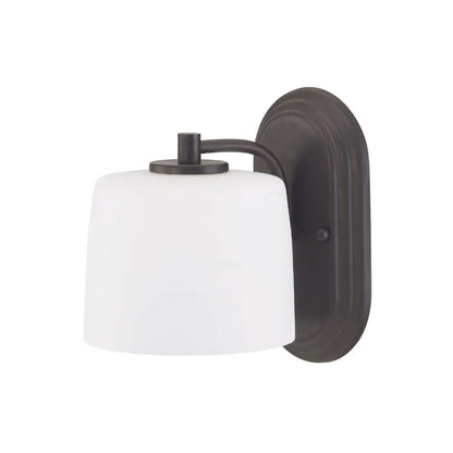 Craftmade Clarendon 6" x 8" 1-Light Aged Brushed Bronze Wall Sconce With White Opal Glass Shade
