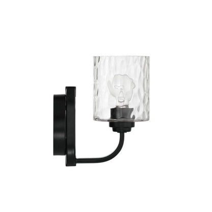 Craftmade Collins 5" x 9" 1-Light Flat Black Wall Sconce With Clear Hammered Glass Shade