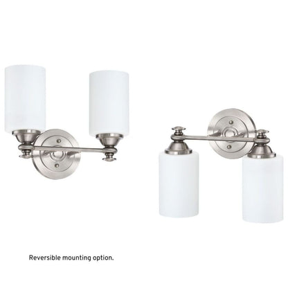 Craftmade Dardyn 13" 2-Light Brushed Polished Nickel Vanity Light With White Frosted Glass Shades