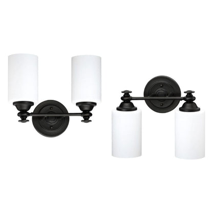 Craftmade Dardyn 13" 2-Light Espresso Vanity Light With White Frosted Glass Shades