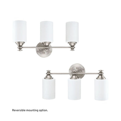 Craftmade Dardyn 22" 3-Light Brushed Polished Nickel Vanity Light With White Frosted Glass Shades