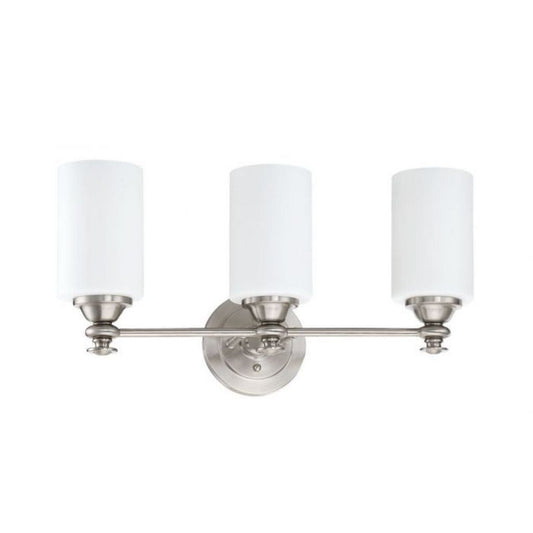 Craftmade Dardyn 22" 3-Light Brushed Polished Nickel Vanity Light With White Frosted Glass Shades