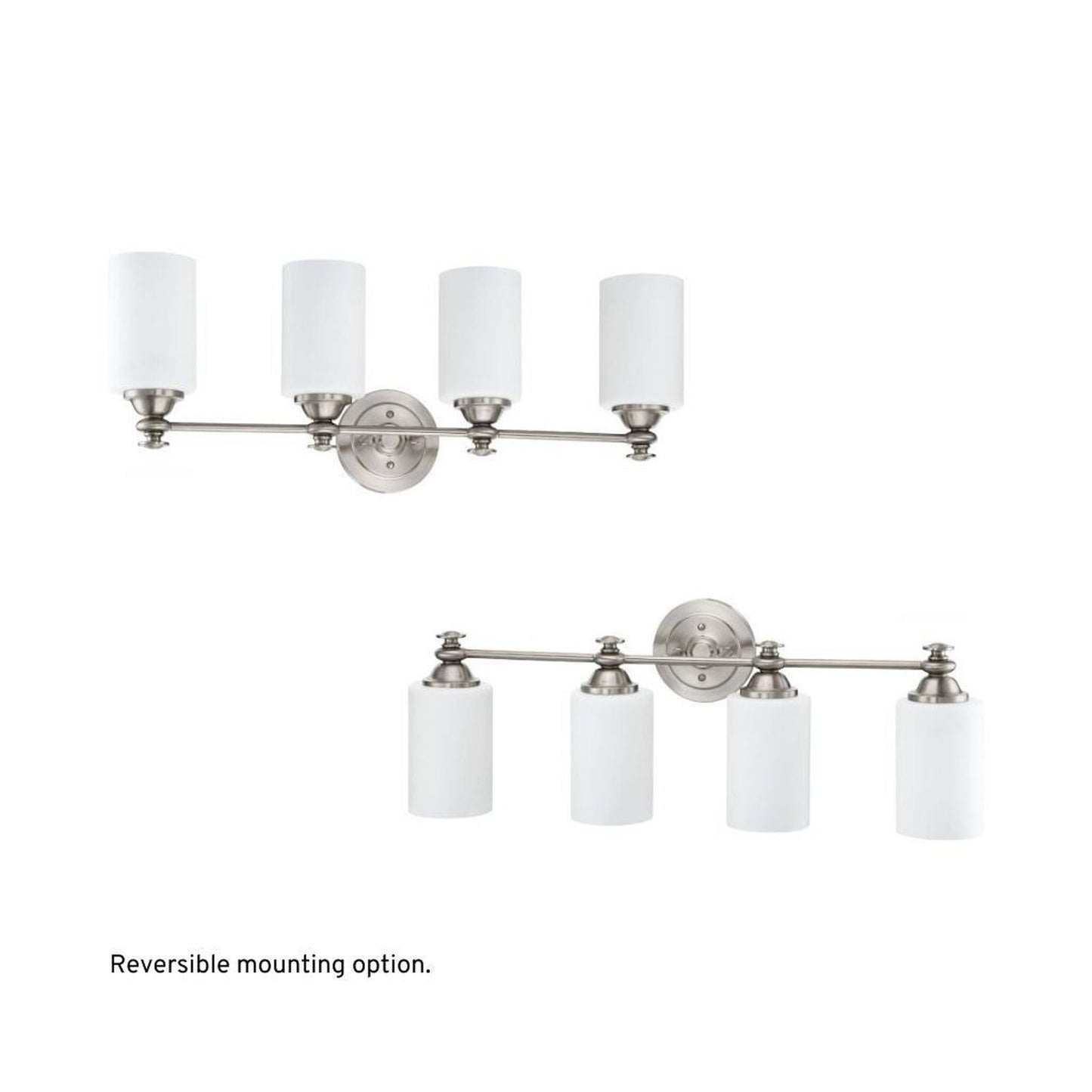 Craftmade Dardyn 30" 4-Light Brushed Polished Nickel Vanity Light With White Frosted Glass Shades