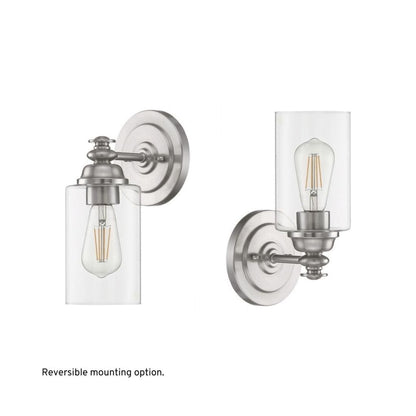 Craftmade Dardyn 6" x 11" 1-Light Brushed Polished Nickel Wall Sconce With Clear Glass Shade
