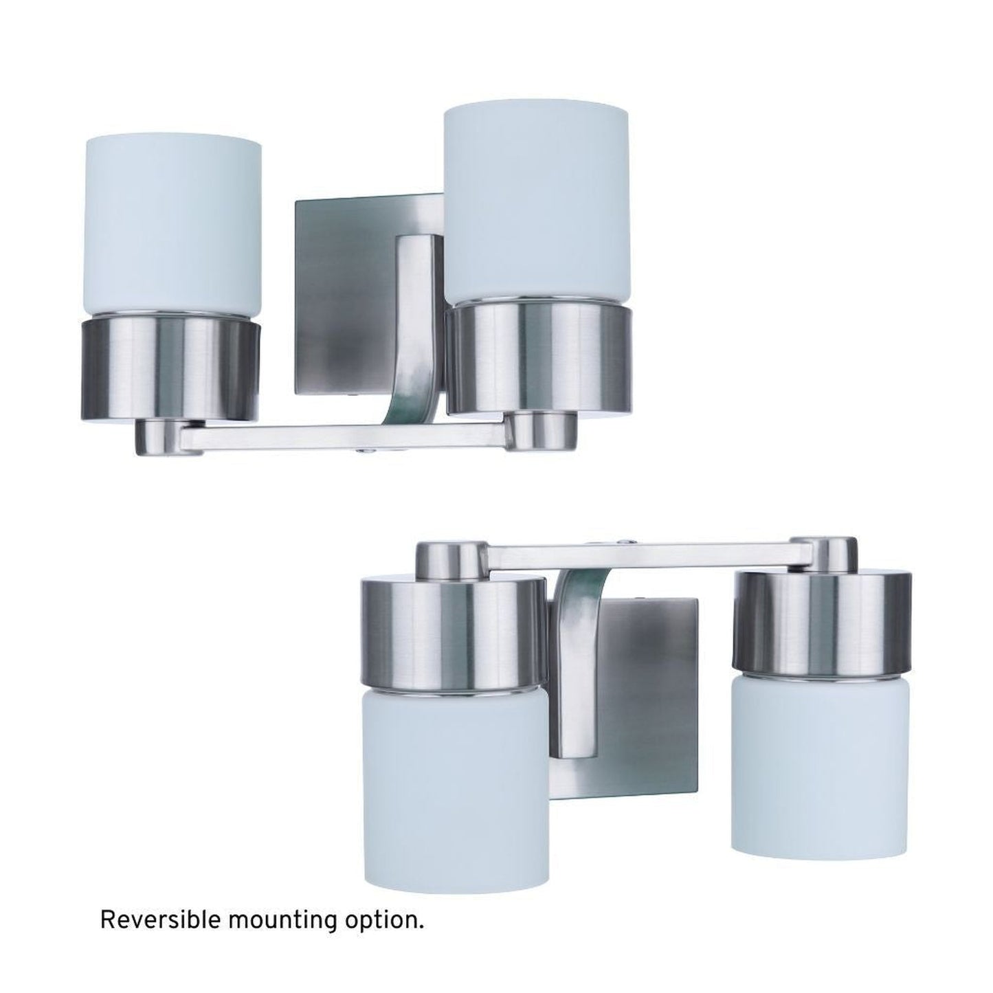 Craftmade District 14" 2-Light Brushed Polished Nickel Vanity Light With White Opal Glass Shades