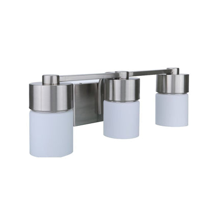 Craftmade District 22" 3-Light Brushed Polished Nickel Vanity Light With White Opal Glass Shades
