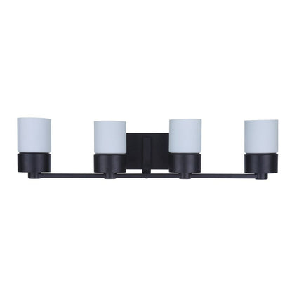 Craftmade District 31" 4-Light Flat Black Vanity Light With White Opal Glass Shades