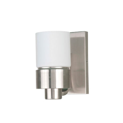 Craftmade District 5" x 8" 1-Light Brushed Polished Nickel Wall Sconce With White Opal Glass Shade