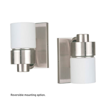 Craftmade District 5" x 8" 1-Light Brushed Polished Nickel Wall Sconce With White Opal Glass Shade