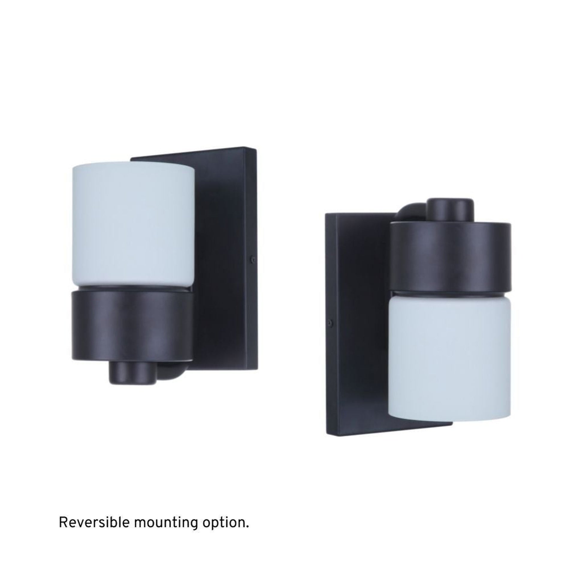Craftmade District 5" x 8" 1-Light Flat Black Wall Sconce With White Opal Glass Shade