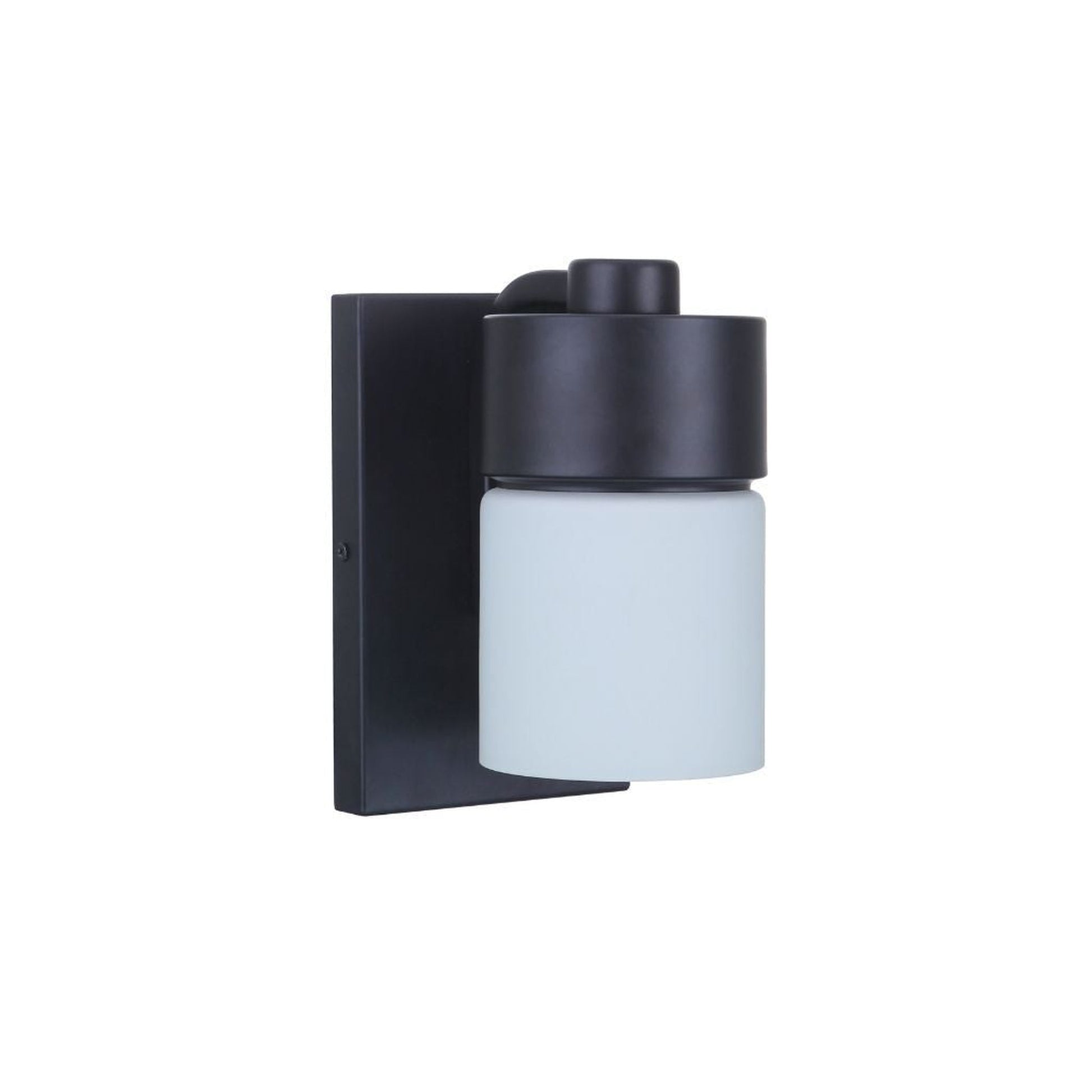 Craftmade District 5" x 8" 1-Light Flat Black Wall Sconce With White Opal Glass Shade