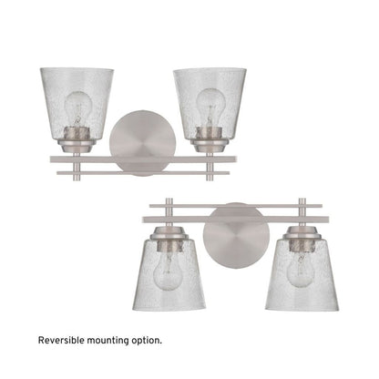 Craftmade Drake 16" 2-Light Brushed Polished Nickel Vanity Light With Clear Seeded Glass Shades
