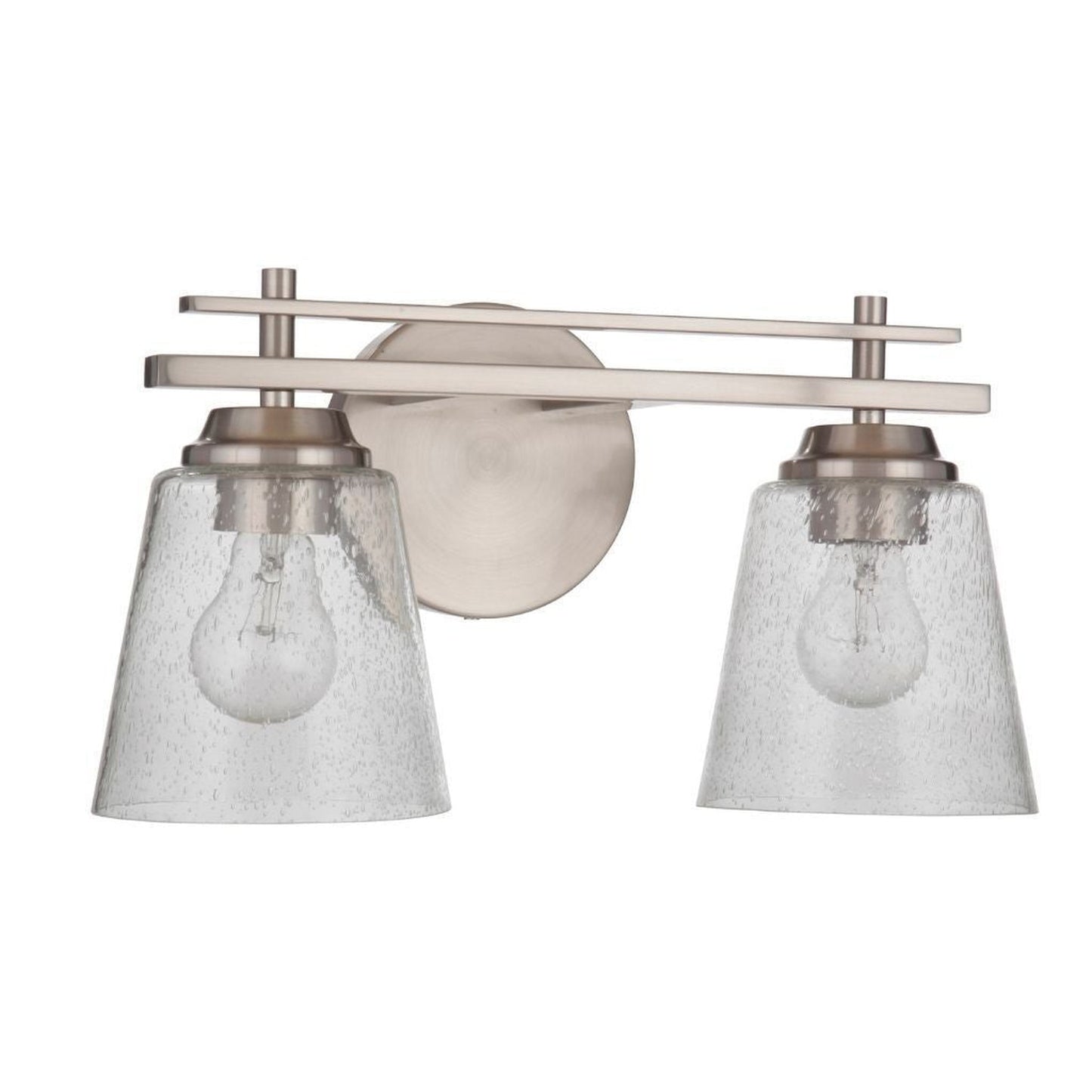 Craftmade Drake 16" 2-Light Brushed Polished Nickel Vanity Light With Clear Seeded Glass Shades