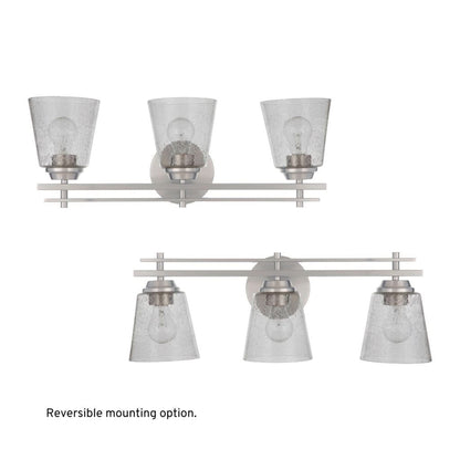Craftmade Drake 24" 3-Light Brushed Polished Nickel Vanity Light With Clear Seeded Glass Shades