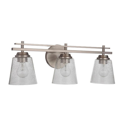 Craftmade Drake 24" 3-Light Brushed Polished Nickel Vanity Light With Clear Seeded Glass Shades