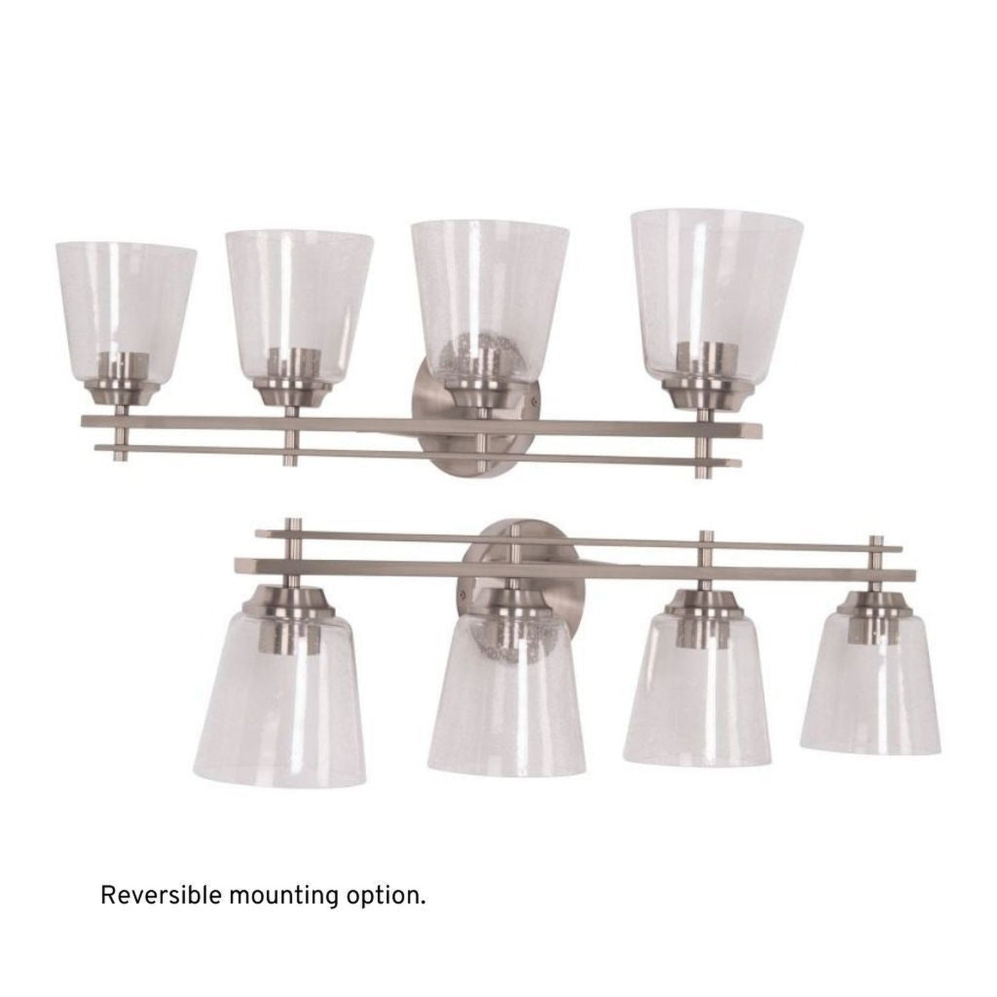 Craftmade Drake 33" 4-Light Brushed Polished Nickel Vanity Light With Clear Seeded Glass Shades