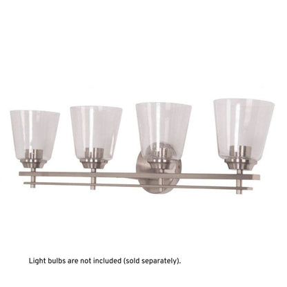Craftmade Drake 33" 4-Light Brushed Polished Nickel Vanity Light With Clear Seeded Glass Shades