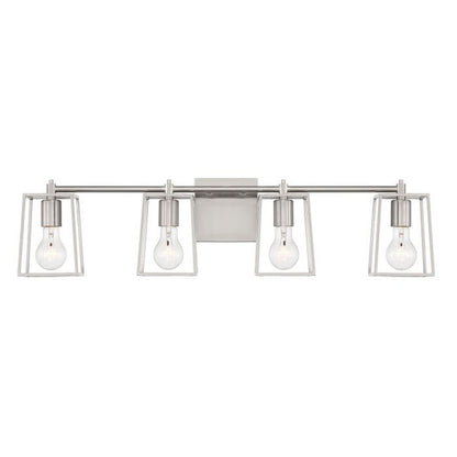 Craftmade Dunn 32" 4-Light Brushed Polished Nickel Vanity Light With Steel Frame Shades
