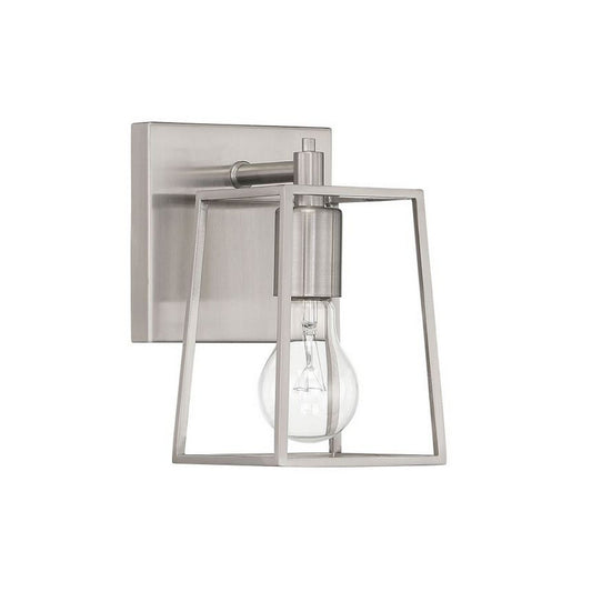 Craftmade Dunn 5" x 9" 1-Light Brushed Polished Nickel Wall Sconce With Steel Frame Shade