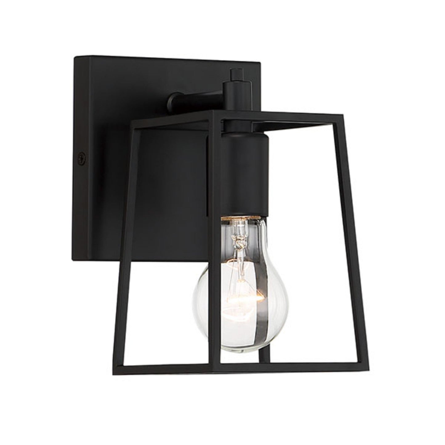 Craftmade Dunn 5" x 9" 1-Light Flat Black Wall Sconce With Steel Frame Shade