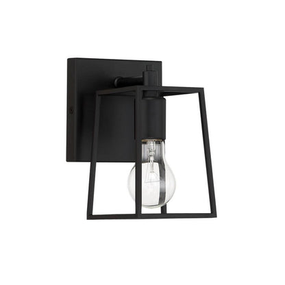 Craftmade Dunn 5" x 9" 1-Light Flat Black Wall Sconce With Steel Frame Shade