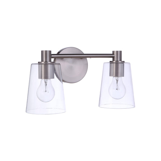 Craftmade Emilio 15" 2-Light Brushed Polished Nickel Vanity Light With Clear Glass Shades