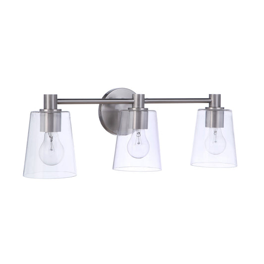 Craftmade Emilio 23" 3-Light Brushed Polished Nickel Vanity Light With Clear Glass Shades