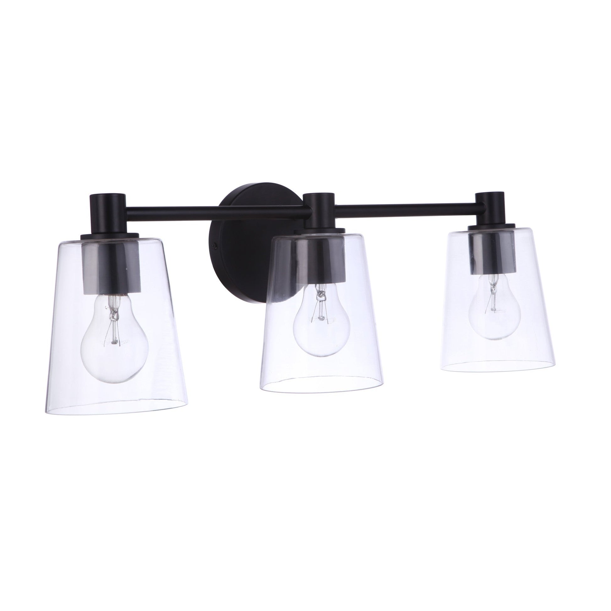 Craftmade Emilio 23" 3-Light Flat Black Vanity Light With Clear Glass Shades