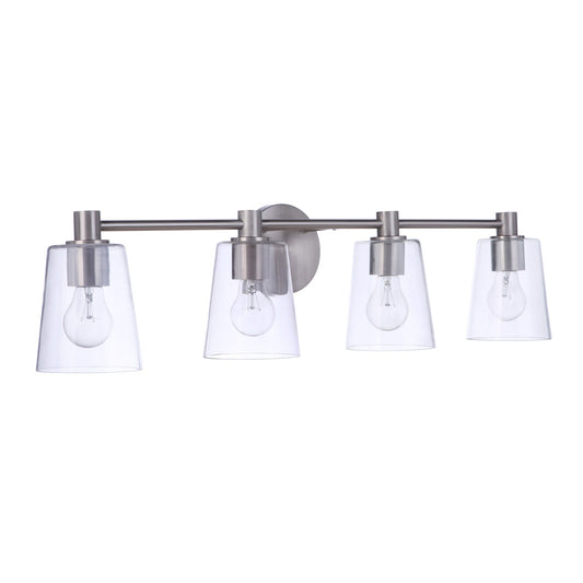 Craftmade Emilio 33" 4-Light Brushed Polished Nickel Vanity Light With Clear Glass Shades