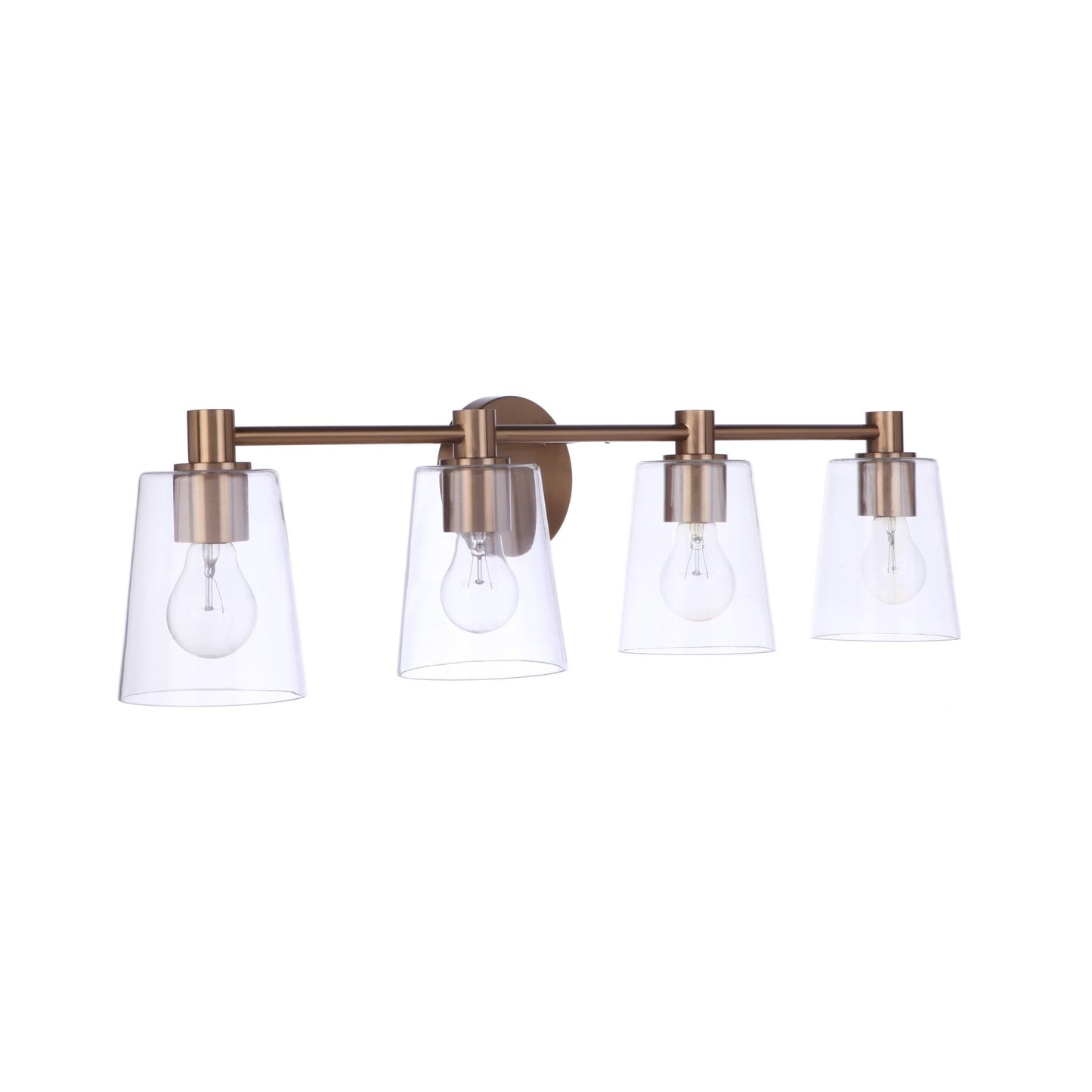 Craftmade Emilio 33" 4-Light Satin Brass Vanity Light With Clear Glass Shades